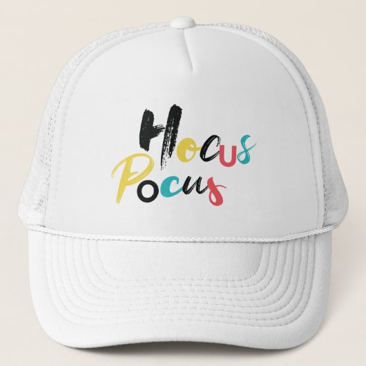 Moderne, kleurrijke, leuke, coole, trendy Hocus Po Trucker Pet (Voorkant)