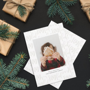 Moderne, kleurrijke leuke familiefoto kerstmis feestdagenkaart