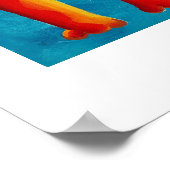 Moderne Kleurrijke Leuke Gebogen Kat en Kitten Poster (Hoek)