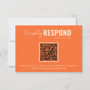 Moderne kleurrijke leuke QR-code grillige bruiloft RSVP Kaartje