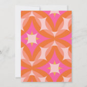Moderne kleurrijke leuke trouwfoto oranje en roze save the date (Achterkant)