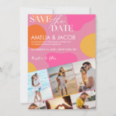 Moderne kleurrijke leuke trouwfoto  save the date (Voorkant)