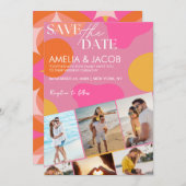 Moderne kleurrijke leuke trouwfoto  save the date (Voorkant / Achterkant)