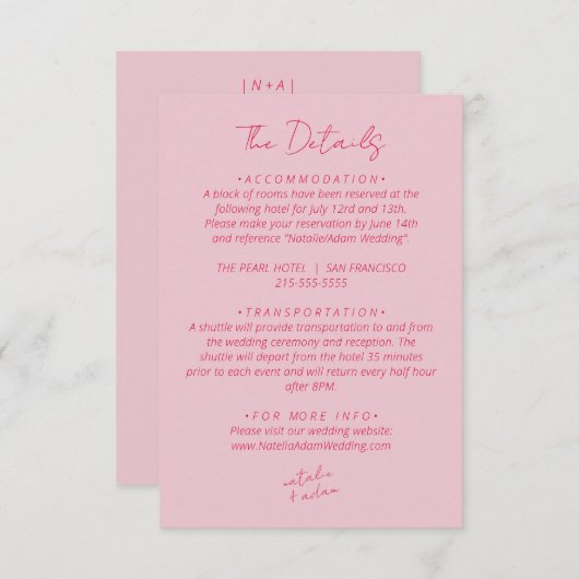 Moderne Kleurrijke Leuke Warme Retro Bruiloft Deta Informatiekaartje (Voorkant / Achterkant)