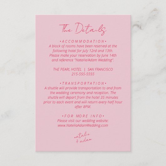 Moderne Kleurrijke Leuke Warme Retro Bruiloft Deta Informatiekaartje (Voorkant)