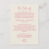 Moderne Kleurrijke Leuke Warme Retro Bruiloft Deta Informatiekaartje (Voorkant)