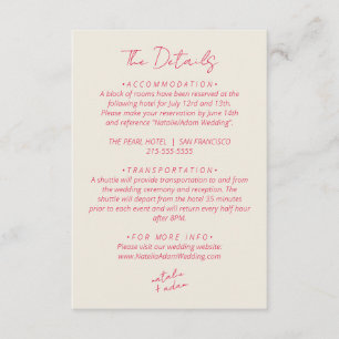 Moderne Kleurrijke Leuke Warme Retro Bruiloft Deta Informatiekaartje