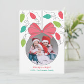 Moderne Kleurrijke Lichten Foto Kerst Kaart (Staand voorkant)