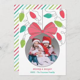 Moderne Kleurrijke Lichten Foto Kerst Kaart