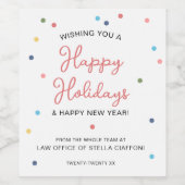 Moderne Kleurrijke Lichten Gelukkig Vakantie Bedri Wijn Etiket (Enkel label)