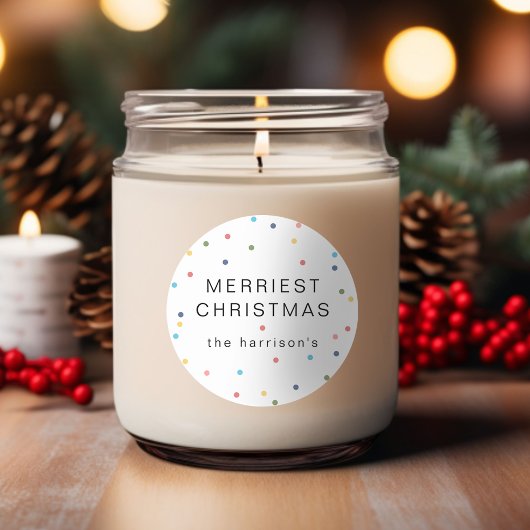 Moderne kleurrijke lichten vrolijkste kerst ronde sticker