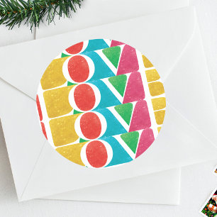 MODERNE kleurrijke LIEFDE VREDE VREUGDE vrolijke K Ronde Sticker