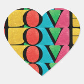 MODERNE kleurrijke LIEFDE VREUGDE VROLIJKE KERSTMI Hart Sticker (Voorkant)