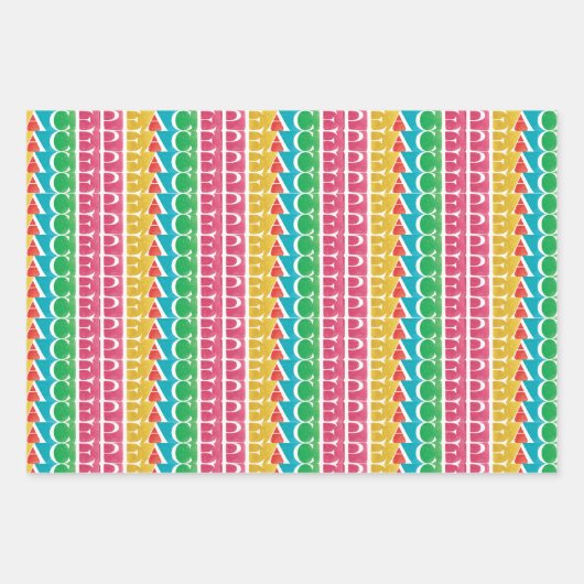 MODERNE kleurrijke LIEFDE VREUGDE Vrolijke Kerstmi Inpakpapier Vel (Voorkant 2)