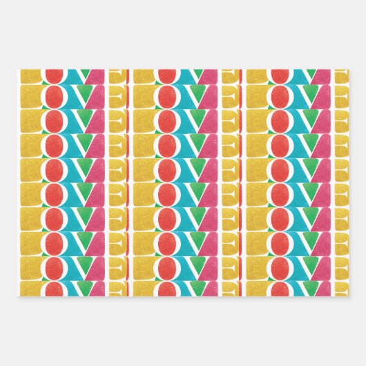 MODERNE kleurrijke LIEFDE VREUGDE Vrolijke Kerstmi Inpakpapier Vel (Voorkant)