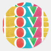 MODERNE kleurrijke LIEFDE VREUGDE VROLIJKE KERSTMI Ronde Sticker (Voorkant)