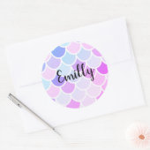Moderne kleurrijke, liefdevolle Mermaid Seamless P Ronde Sticker (Envelop)