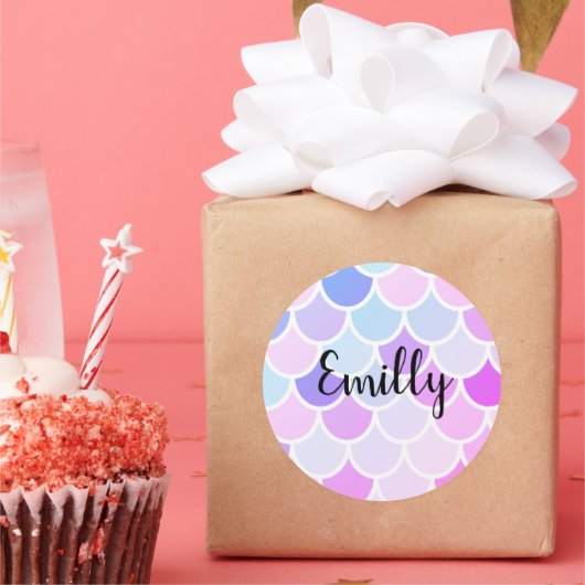 Moderne kleurrijke, liefdevolle Mermaid Seamless P Ronde Sticker (Feest)