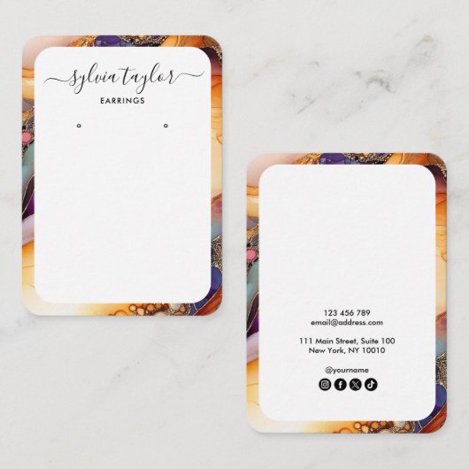 Moderne kleurrijke lijst oorbel lijst Display logo Visitekaartje (Voorkant / Achterkant)
