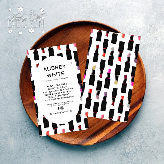 Moderne Kleurrijke Lux Lipstick Patroon Make-up Ar Visitekaartje