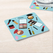 Moderne Kleurrijke Make-up Artiest Tools Beauty On Kartonnen Onderzetters (Schuin)