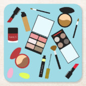 Moderne Kleurrijke Make-up Artiest Tools Beauty On Kartonnen Onderzetters (Voorkant)