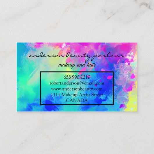 Moderne Kleurrijke make-up kunstenaar regenboog Visitekaartje (Achterkant)
