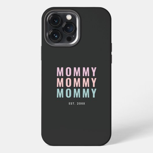 Moderne Kleurrijke Mam Tekst iPhone Hoesje (Achterkant)