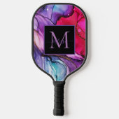 Moderne Kleurrijke Marmer Monogram Naam Pickleball Paddle (Achterkant)