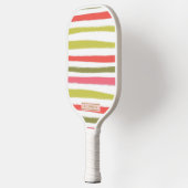 Moderne kleurrijke meisjesgestreepte pickleball paddle (Links)