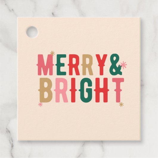 Moderne Kleurrijke Merry & Bright Bedankjes Labels (Voorkant)