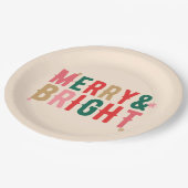 Moderne Kleurrijke Merry & Bright Papieren Bordje (Gekanteld)