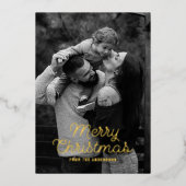 Moderne Kleurrijke Merry Christmas Checkerboard Fo Folie Feestdagenkaart (Voorkant)