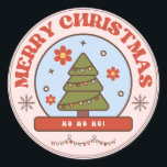 Moderne kleurrijke Merry Christmas Classic Round Ronde Sticker<br><div class="desc">vrolijk kerstfeest,  modern,  kleurrijk,  typografie,  eenvoudig,  vet,  hart,  minimaal,  kerstcadeaus cadeaus,  cadeau labels</div>