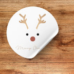 Moderne kleurrijke Merry Christmas Classic Round Ronde Sticker<br><div class="desc">vrolijk kerstfeest,  modern,  kleurrijk,  typografie,  eenvoudig,  vet,  hart,  minimaal,  kerstcadeaus cadeaus,  cadeau labels</div>