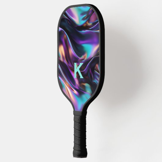 Moderne kleurrijke metaalregenboog pickleball paddle (Links)