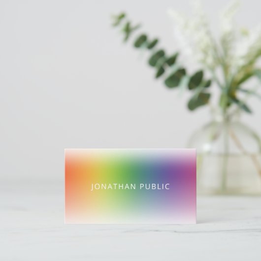 Moderne kleurrijke minimalistische elegante Sjablo Visitekaartje (Staand voorkant)