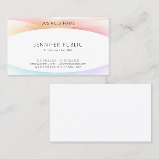 Moderne, kleurrijke minimalistische legante Sjablo Visitekaartje (Voorkant / Achterkant)