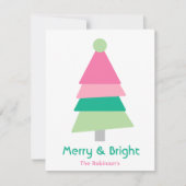 Moderne kleurrijke minimalistische roze en groene  feestdagenkaart (Voorkant)