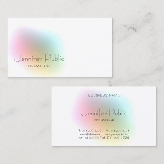 Moderne, kleurrijke minimalistische Sjabloon Visitekaartje (Voorkant / Achterkant)