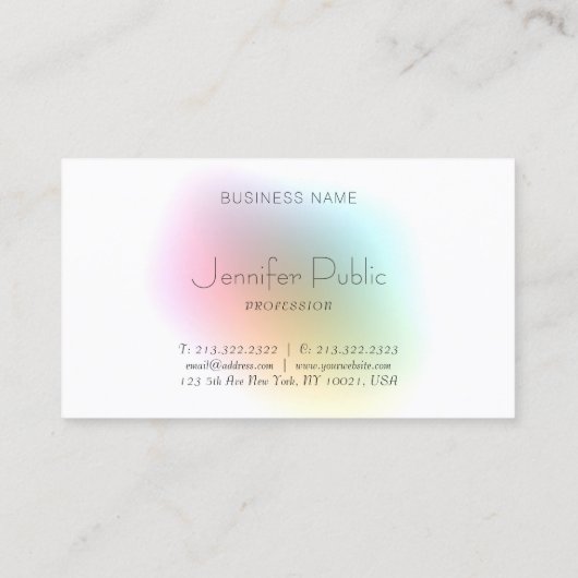 Moderne, kleurrijke minimalistische Sjabloon Visitekaartje (Achterkant)