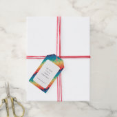 Moderne kleurrijke mozaïek Vrolijk Kerstfeest Cadeaulabel (Met Touw)