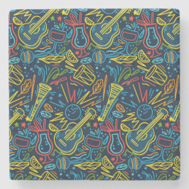 Moderne kleurrijke muziekinstrument muziekliefhebb stenen onderzetter