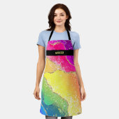 Moderne kleurrijke naam schort (Gedragen)