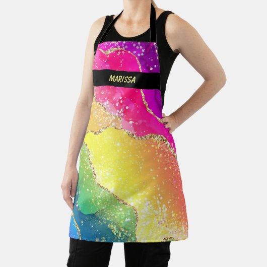 Moderne kleurrijke naam schort (Insitu)