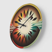 Moderne, kleurrijke Native American Wall Clock Grote Klok (Hoek)