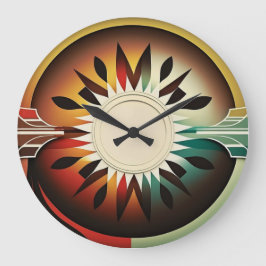 Moderne, kleurrijke Native American Wall Clock Grote Klok