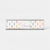 Moderne Kleurrijke Neon Glitch Brushstrokes Bureau Naambordje (Voorkant)