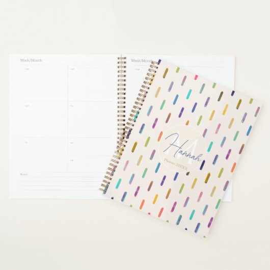 Moderne Kleurrijke Neon Glitch Brushstrokes Planner (Display)