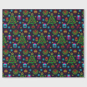 Moderne kleurrijke neon verlicht kerstmis cadeaupapier (Vlak)